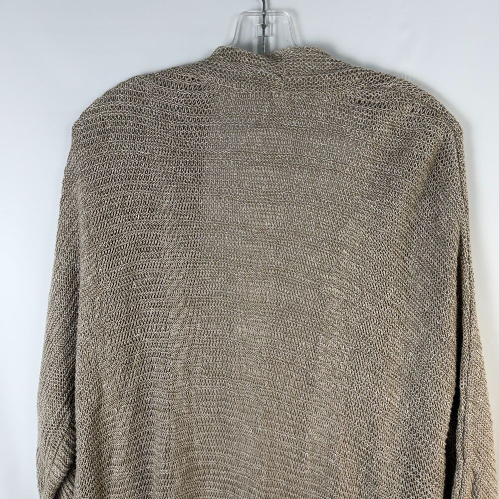Chicos XL Linen Blend Women Open Front Cardigan 3/4 Sleeve Knit Normcore Pocket - Picture 8 of 9